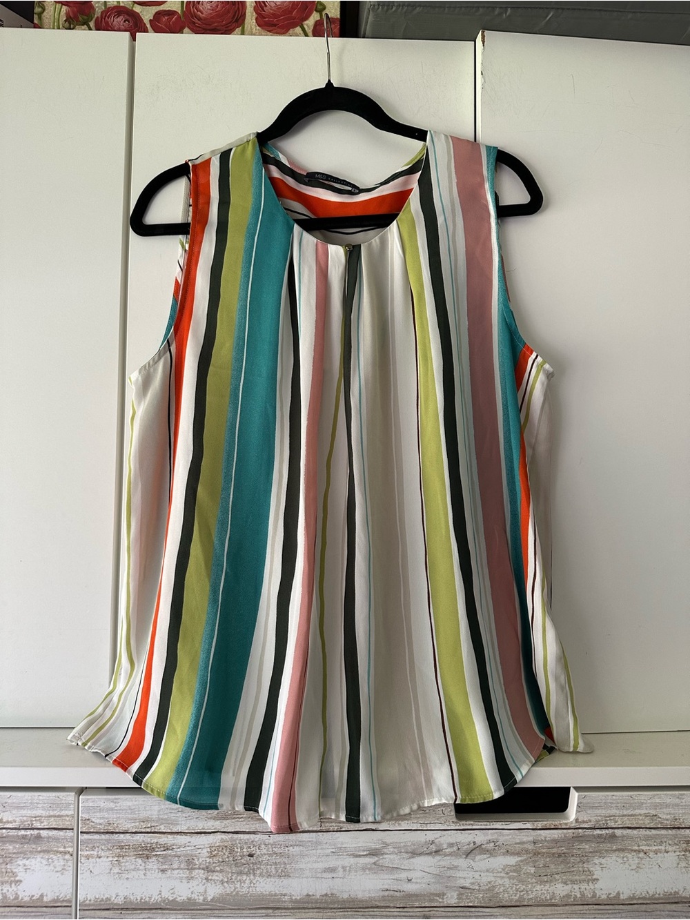 🌈 M&S Collection Striped Sleeveless Blouse Top UK 16 US 12 Multicolor